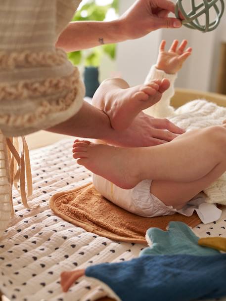 Tapis à langer de voyage blanc+écru+noisette - vertbaudet enfant 