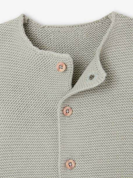 Gilet bébé naissance maille point mousse beige chiné+écru+marine+vert sauge - vertbaudet enfant 
