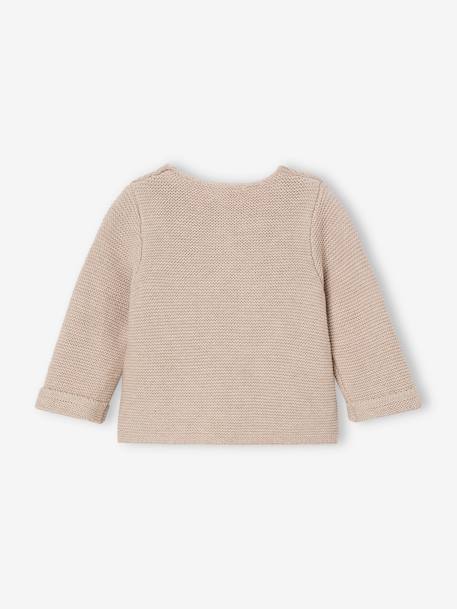 Gilet bébé naissance maille point mousse beige chiné+écru+marine - vertbaudet enfant 