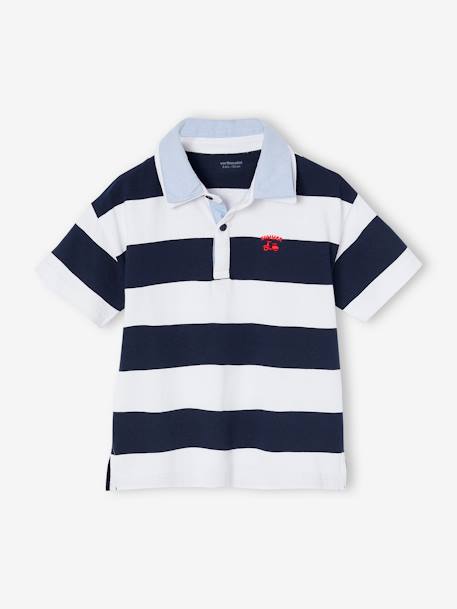 Polo rayé double col rayé bleu - vertbaudet enfant 