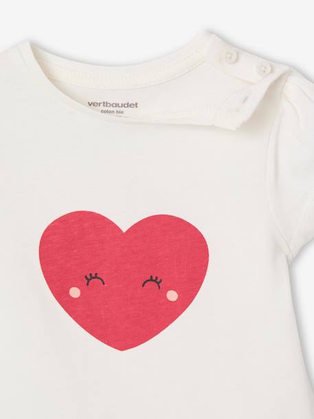 Pack of 3 long-sleeved t-shirts for girls - BASICS ecru+striped red - vertbaudet enfant 