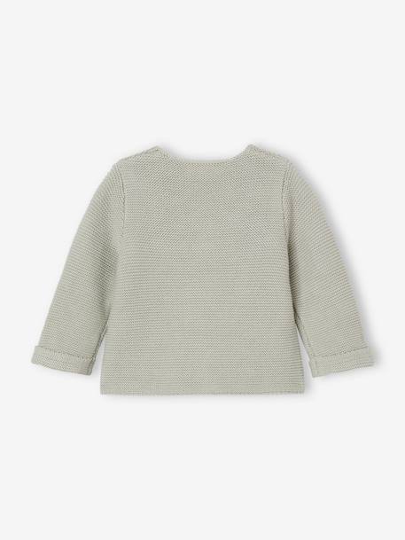 Gilet bébé naissance maille point mousse beige chiné+écru+marine+vert sauge - vertbaudet enfant 