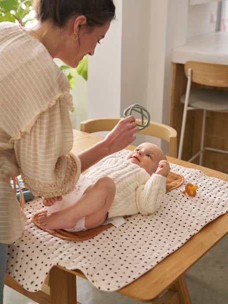 Tapis à langer de voyage blanc+écru+noisette - vertbaudet enfant 