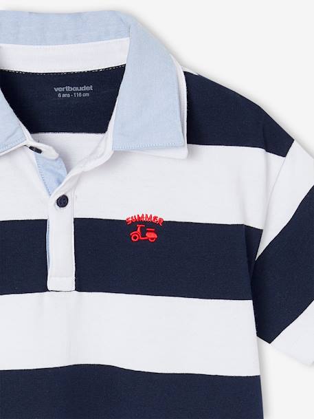 Double-collar striped polo shirt striped blue - vertbaudet enfant 