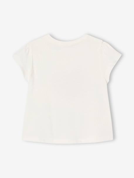 Pack of 3 long-sleeved t-shirts for girls - BASICS ecru+striped red - vertbaudet enfant 