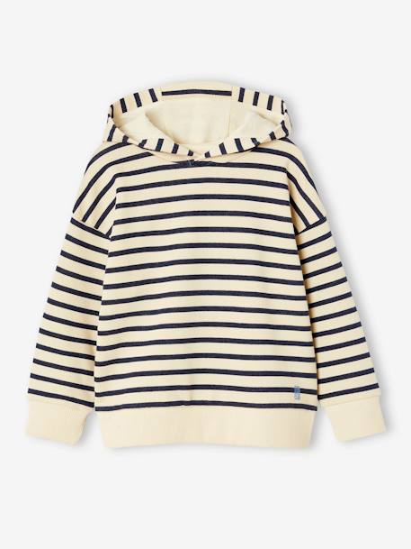 Striped hooded sweatshirt for boys navy blue - vertbaudet enfant 