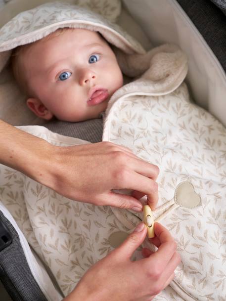 Throw with Hood in Fleece, Plush Lining for Baby printed beige - vertbaudet enfant 