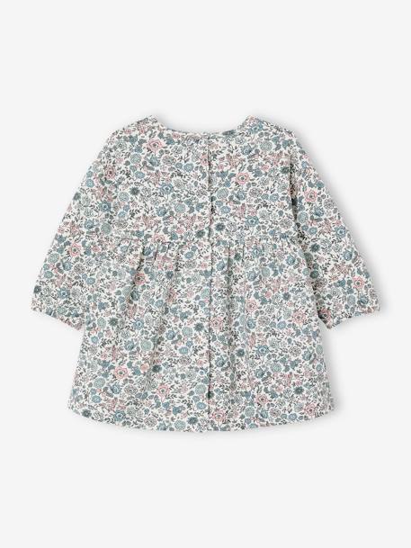 Ensemble bébé fille 3 pièces robe cardigan bandeau bleu grisé+corail+vieux rose - vertbaudet enfant 