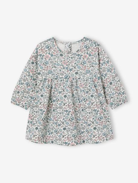 Ensemble bébé fille 3 pièces robe cardigan bandeau bleu grisé+corail+vieux rose - vertbaudet enfant 