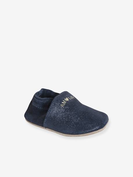 Chaussons bébé cuir souple blanc imprimé+bleu nuit+lot rose+or+rose imprimé+rose poudré - vertbaudet enfant 