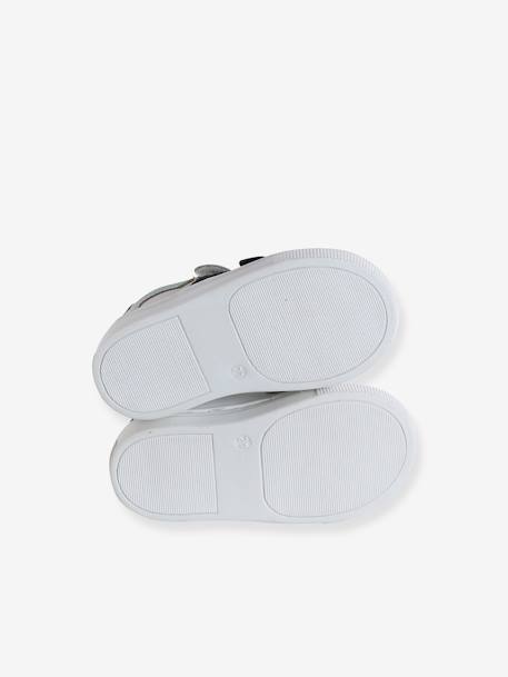 Hook&Loop Leather Trainers for Babies ecru+set white - vertbaudet enfant 
