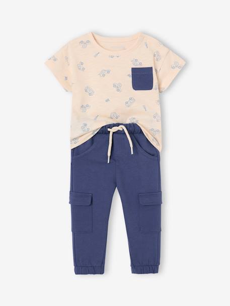 T-Shirt & Fleece Trousers Set for Babies indigo - vertbaudet enfant 