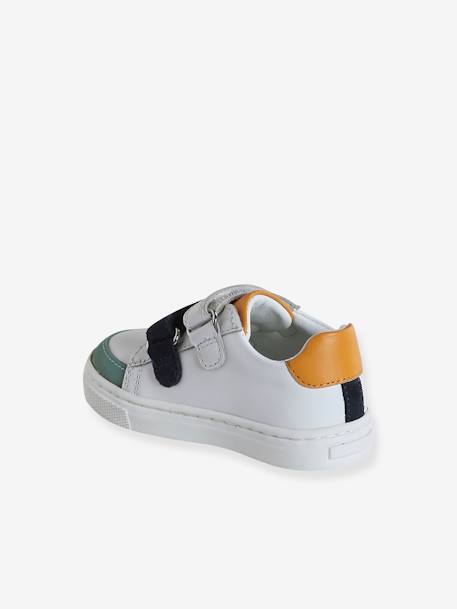 Hook&Loop Leather Trainers for Babies ecru+set white - vertbaudet enfant 