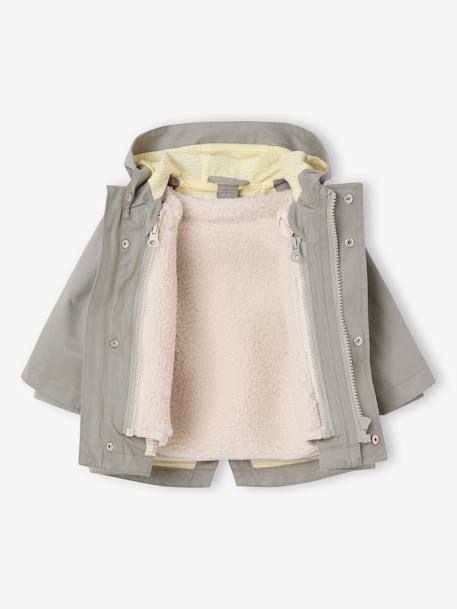 3-in-1 mid-season baby parka with detachable sherpa gilet sage green - vertbaudet enfant 