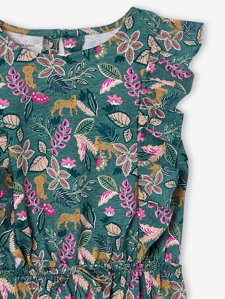 Robe fille imprimée manches volantées blanc imprimé+vert émeraude - vertbaudet enfant 