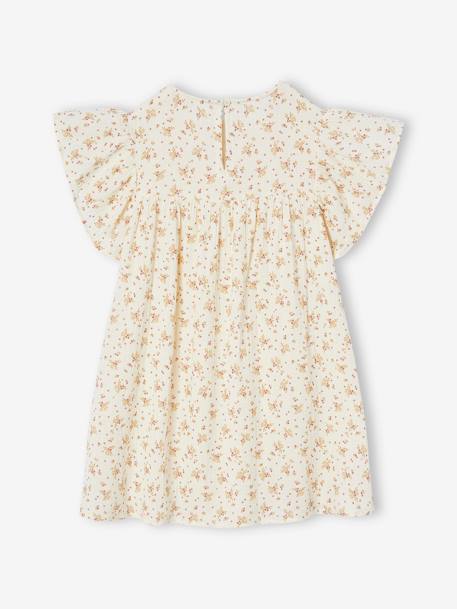 Robe fille en gaze de coton imprimée beige+beige imprimé+rose+rose pâle+vanille - vertbaudet enfant 
