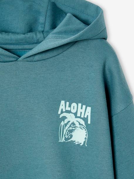 Hoodie with Motif on Chest for Boys, Basics orange+petrol blue - vertbaudet enfant 
