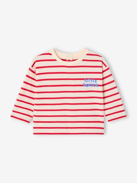 T-shirt bébé rayé pressionné dos rayé vert+rouge - vertbaudet enfant 
