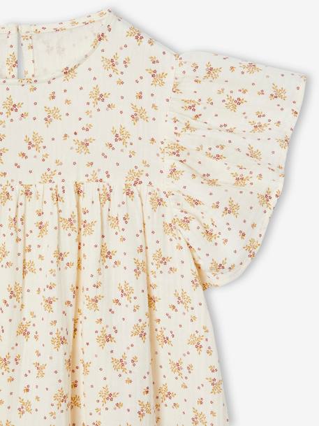 Robe fille en gaze de coton imprimée beige+beige imprimé+rose+rose pâle+vanille - vertbaudet enfant 