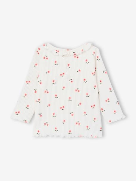 T-shirt bébé en maille côtelée manches longues bleu ciel+rose pâle - vertbaudet enfant 
