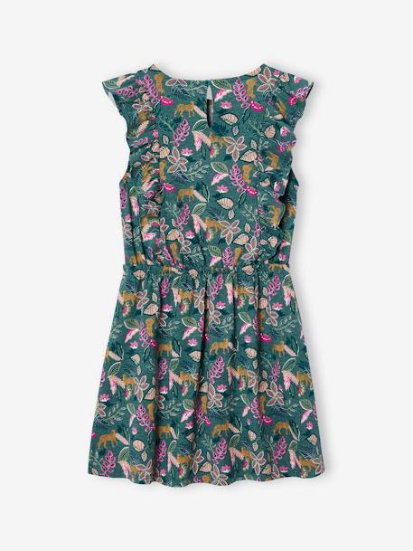 Robe fille imprimée manches volantées blanc imprimé+vert émeraude - vertbaudet enfant 