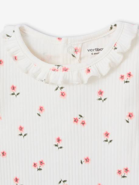 T-shirt bébé en maille côtelée manches longues bleu ciel+rose pâle - vertbaudet enfant 