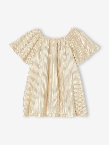 Pleated Lamé Occasion Wear Blouse with Butterfly Sleeves for Girls gold - vertbaudet enfant 