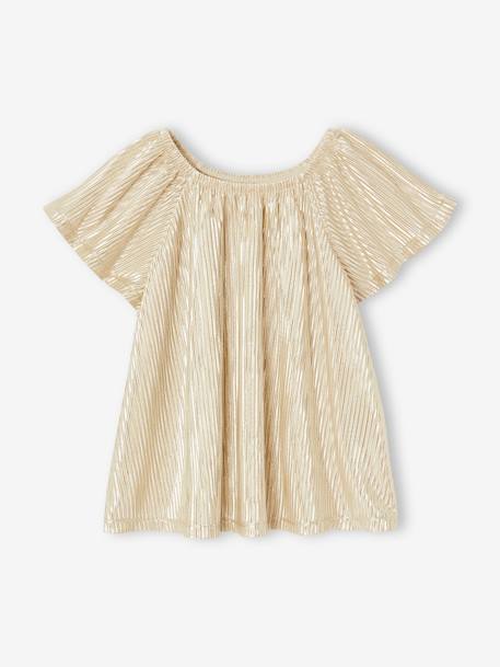 Pleated Lamé Occasion Wear Blouse with Butterfly Sleeves for Girls gold - vertbaudet enfant 