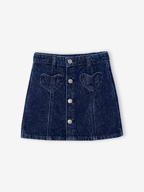 Jupe en jean boutonnée fille - vertbaudet enfant Fille-Jupe en jean boutonnée fille