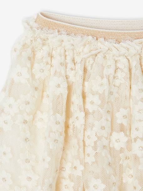 Occasion Wear Skirt with Embroidered Iridescent Flowers vanilla - vertbaudet enfant 