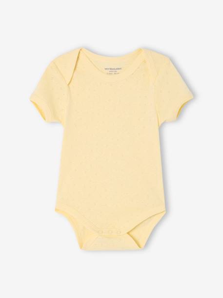 Lot de 2 bodies naissance manches courtes en maille pointelle jaune pâle - vertbaudet enfant 