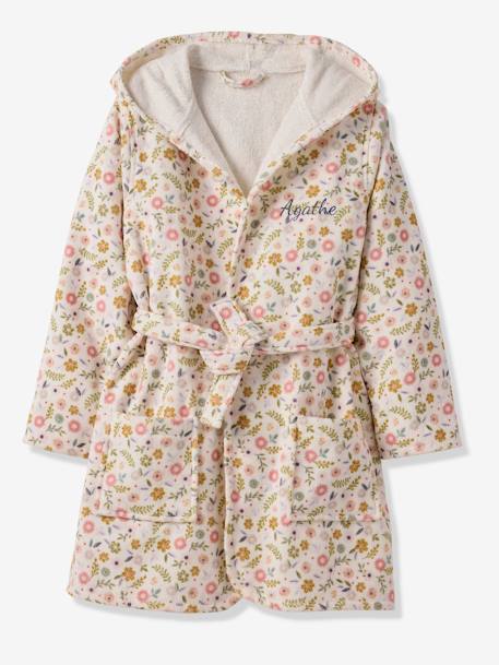 Bathrobe with Recycled Cotton for Children, Little Unicorn printed white - vertbaudet enfant 