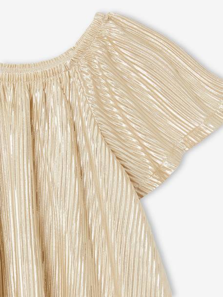 Pleated Lamé Occasion Wear Blouse with Butterfly Sleeves for Girls gold - vertbaudet enfant 