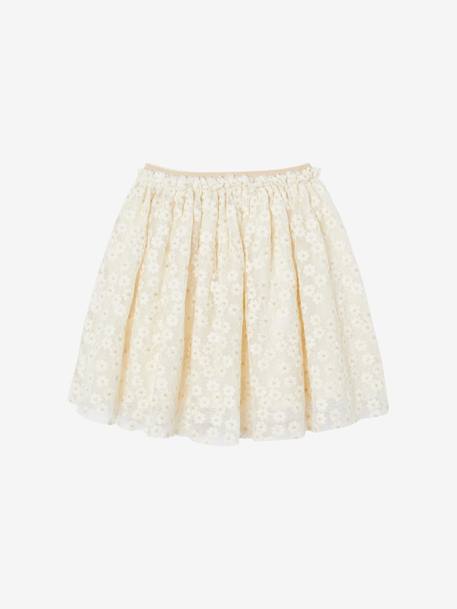 Occasion Wear Skirt with Embroidered Iridescent Flowers vanilla - vertbaudet enfant 