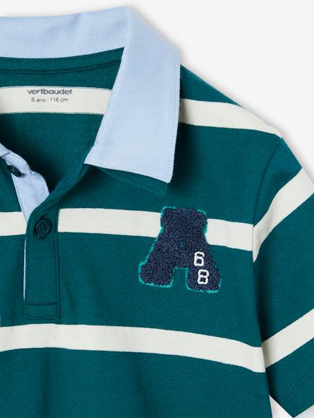 2-in-1 effect polo for boys fir green+night blue - vertbaudet enfant 
