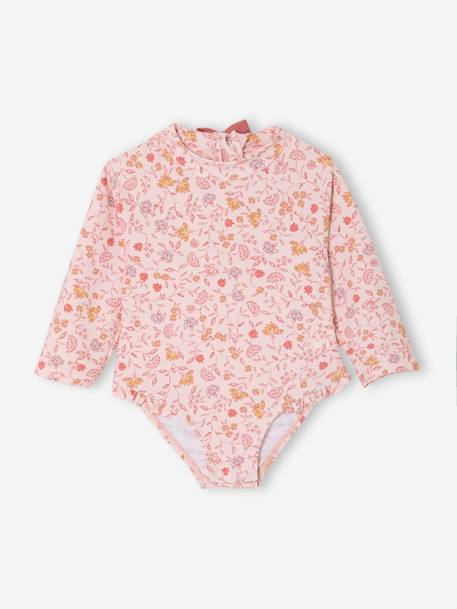 Long-Sleeved UV-Protection Swimsuit for Baby Girls pale pink - vertbaudet enfant 