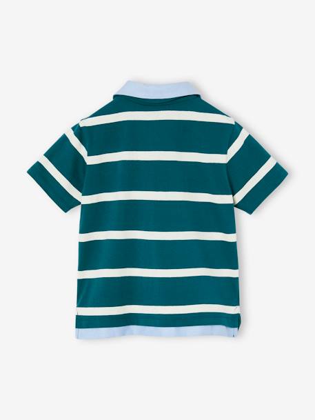 2-in-1 effect polo for boys fir green+night blue - vertbaudet enfant 