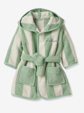 -Striped Baby Dressing Gown with Recycled Cotton, TRANSAT Family Capsule Collection 