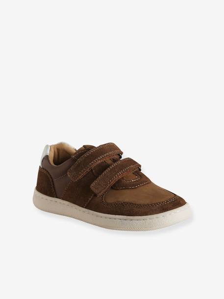 Leather Hook-&-Loop Trainers for Children, Designed for Autonomy brown - vertbaudet enfant 