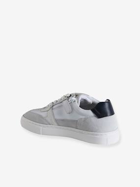 -Baskets enfant garçon cuir lacets élastiqués et zippées