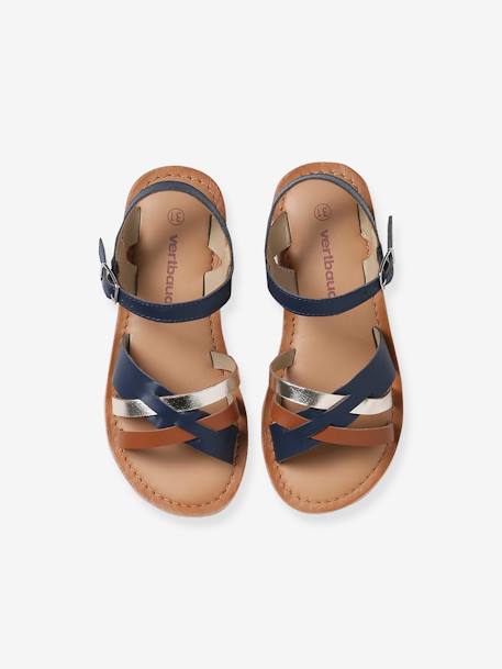 Sandales brides fantaisie cuir enfant lot bleu - vertbaudet enfant 