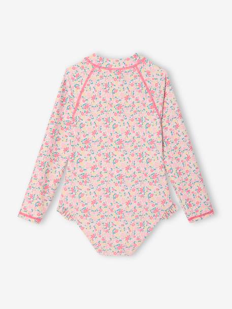 Long-Sleeved Swimsuit for Girls printed pink - vertbaudet enfant 