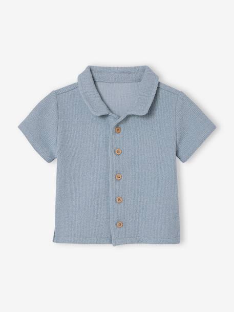 Short-Sleeved Shirt for Babies grey blue - vertbaudet enfant 
