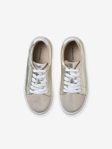 Leather Lace-Up Trainers for Children gold+printed beige - vertbaudet enfant 