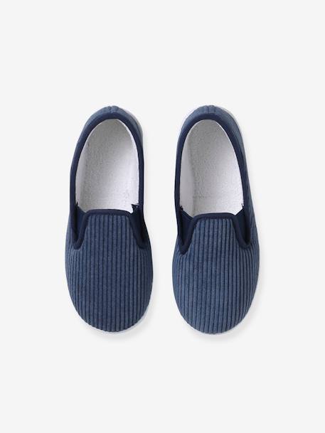 Elasticated Velour Slippers for Children grey+navy blue - vertbaudet enfant 