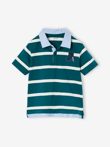 2-in-1 effect polo for boys fir green+night blue - vertbaudet enfant 