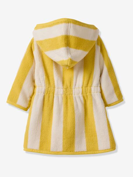 Peignoir de bain Bébé rayures TRANSAT capsule famille personnalisable, avec coton recyclé rayé jaune+rayé vert+rayé violet - vertbaudet enfant 