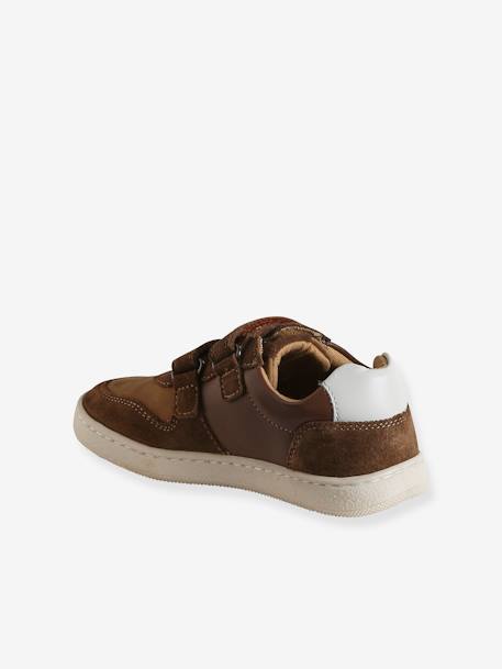 Leather Hook-&-Loop Trainers for Children, Designed for Autonomy brown - vertbaudet enfant 