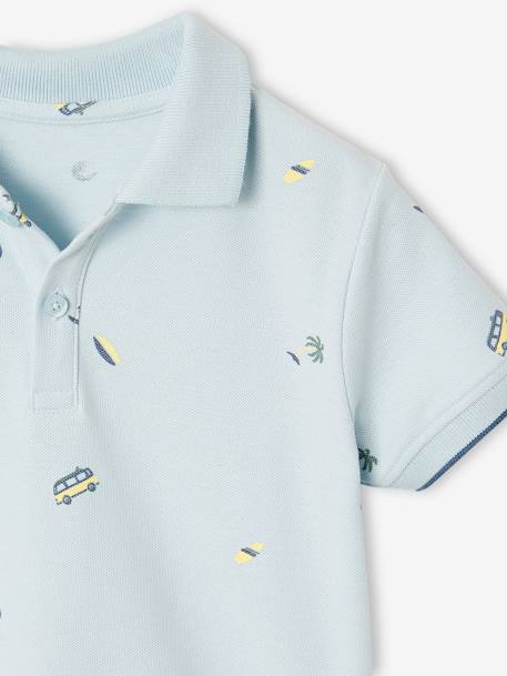 Printed polo shirt for boys ecru+khaki+sky blue - vertbaudet enfant 