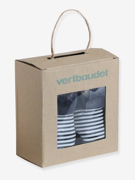 Pair of Two-Tone Elasticated Leather Shoes for Babies striped blue - vertbaudet enfant 
